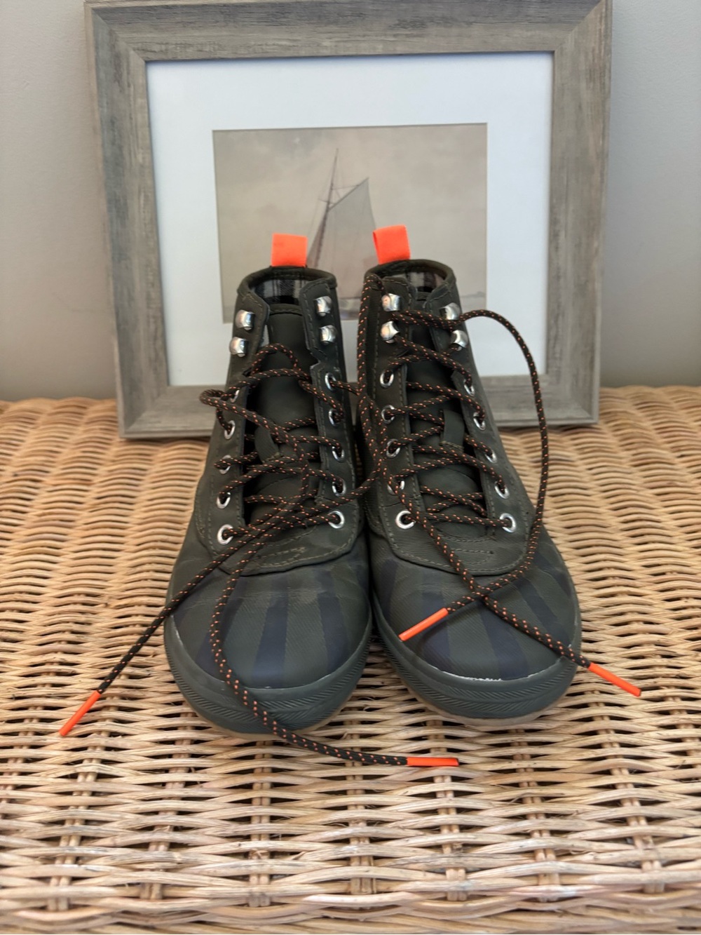 Keds Olive Green and Orange Women's Waterproof High-Top Boots